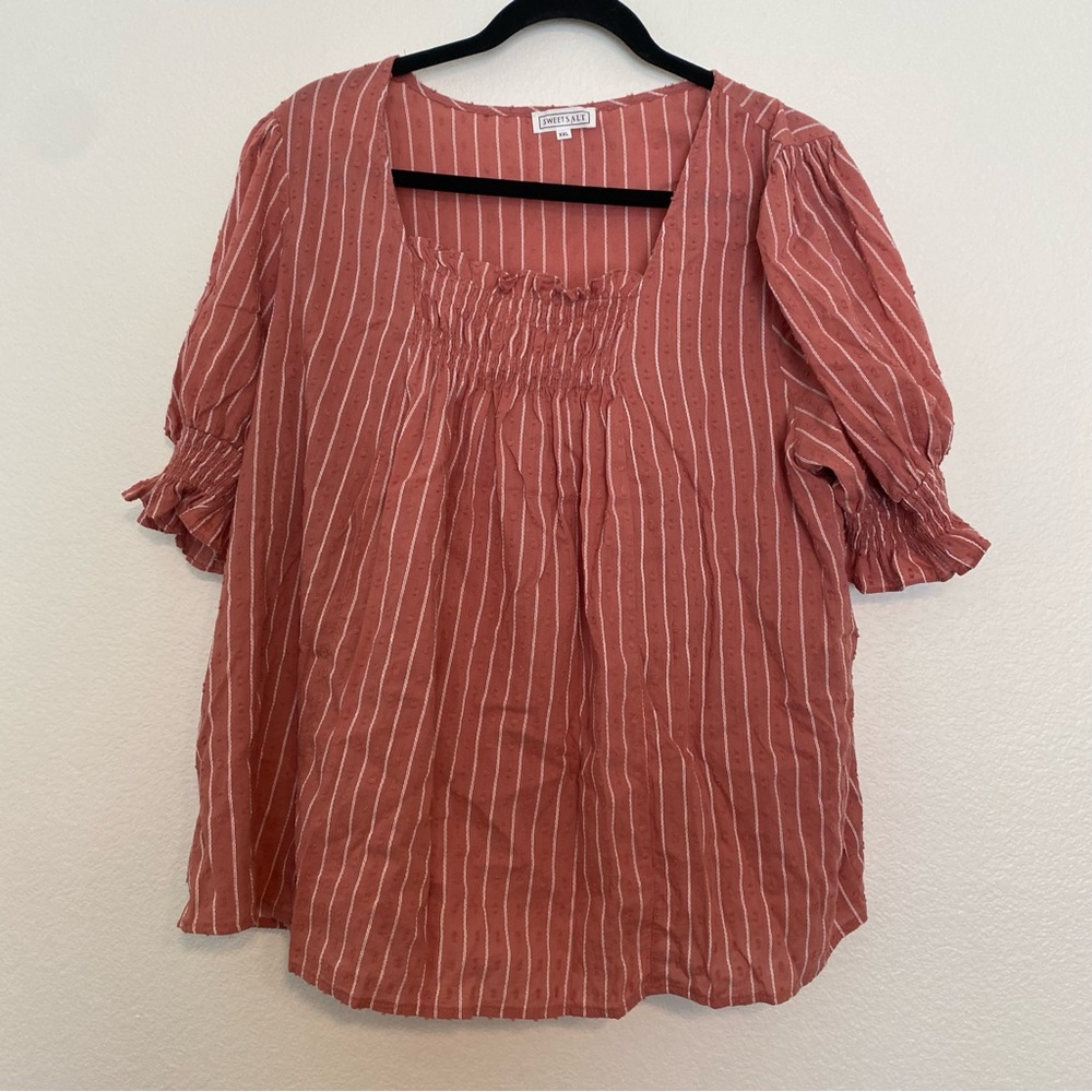 Women's Striped Blouse with Square Neckline